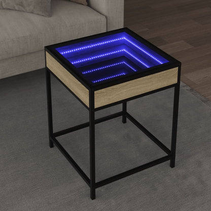 Tavolino da Salotto con LED Infinity Rovere Sonoma 40x40x51 cm | homemem39