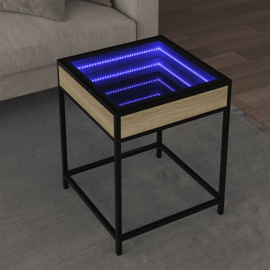 Tavolino da Salotto con LED Infinity Rovere Sonoma 40x40x51 cm | homemem39