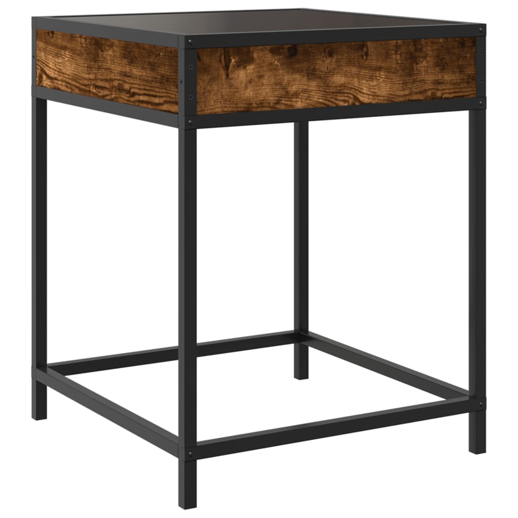 Tavolino da Salotto con LED Infinity Rovere Fumo 40x40x51 cm | homemem39