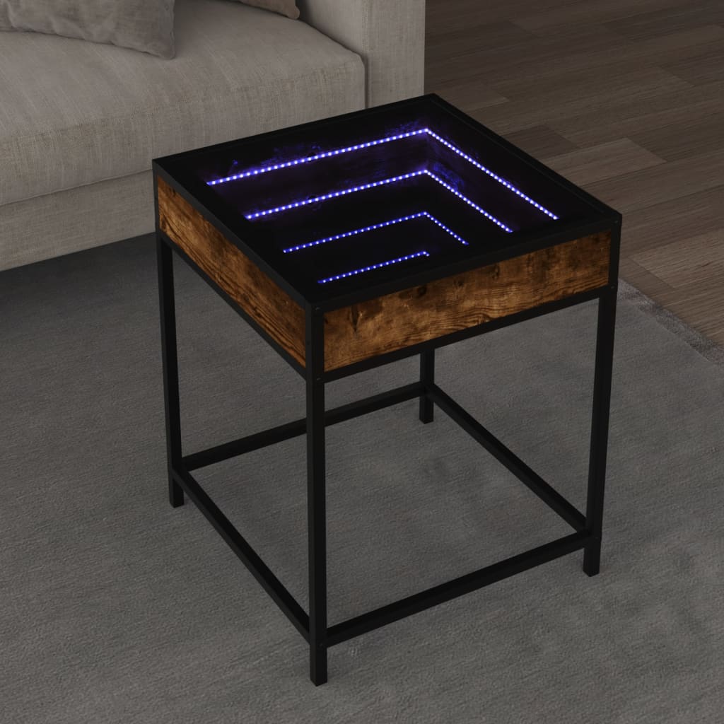 Tavolino da Salotto con LED Infinity Rovere Fumo 40x40x51 cm | homemem39
