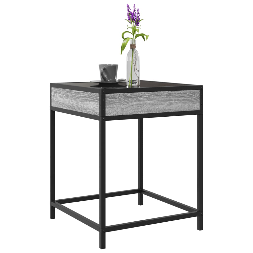 Tavolino da Salotto con LED Infinity Grigio Sonoma 40x40x51 cm | homemem39