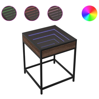 Tavolino da Salotto con LED Infinity Rovere Marrone 40x40x51 cm | homemem39