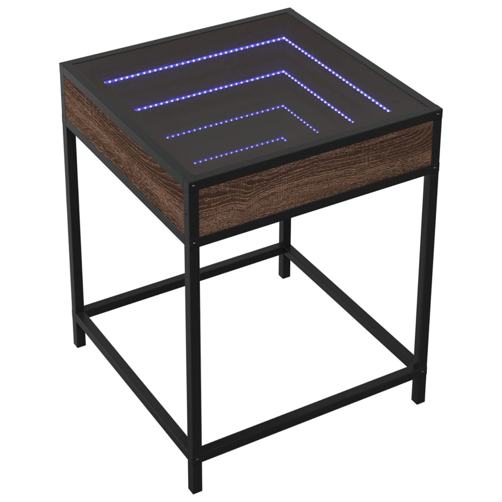 Tavolino da Salotto con LED Infinity Rovere Marrone 40x40x51 cm | homemem39