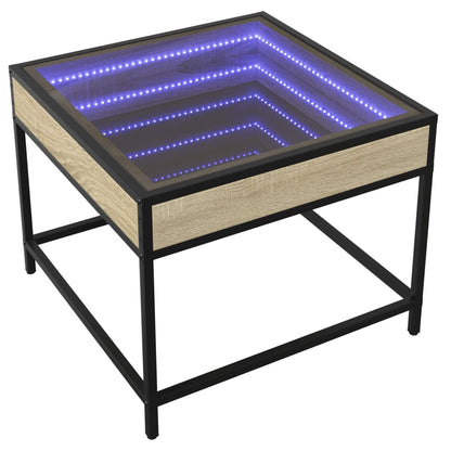 Tavolino da Salotto con LED Infinity Rovere Sonoma 50x50x41 cm