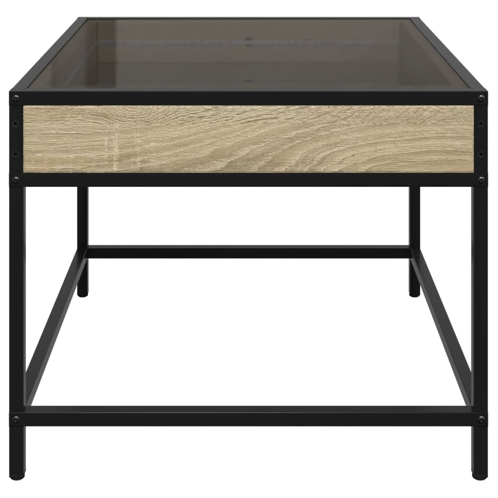 Tavolino da Salotto con LED Infinity Rovere Sonoma 50x50x41 cm