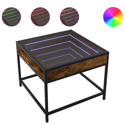 Tavolino da Salotto con LED Infinity Rovere Fumo 50x50x41 cm | homemem39