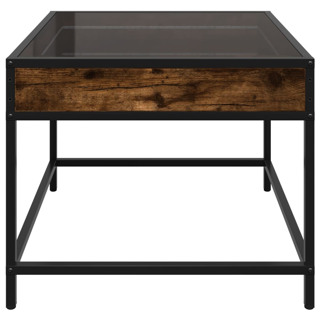Tavolino da Salotto con LED Infinity Rovere Fumo 50x50x41 cm | homemem39