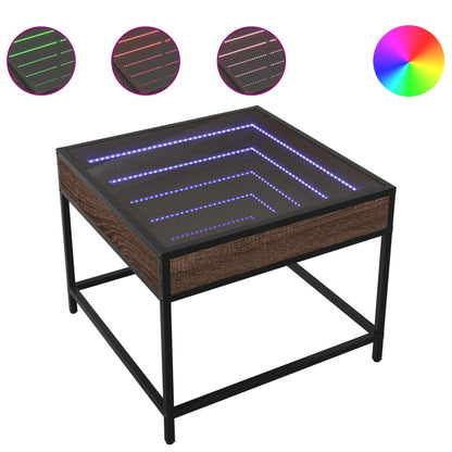Tavolino da Salotto con LED Infinity Rovere Marrone 50x50x41 cm | homemem39