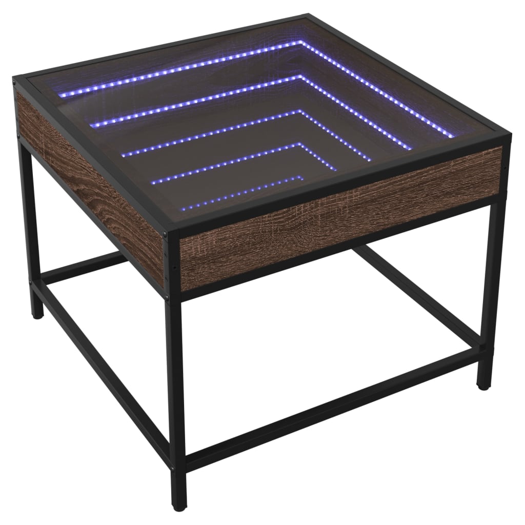 Tavolino da Salotto con LED Infinity Rovere Marrone 50x50x41 cm | homemem39