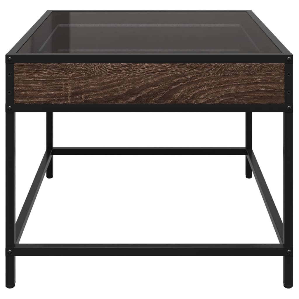 Tavolino da Salotto con LED Infinity Rovere Marrone 50x50x41 cm | homemem39