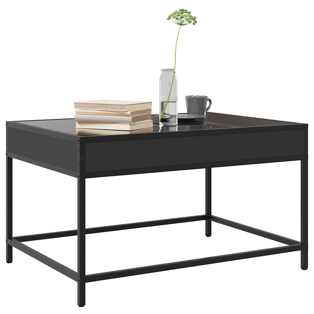 Tavolino da Salotto con LED Infinity Nero 70x50x41 cm