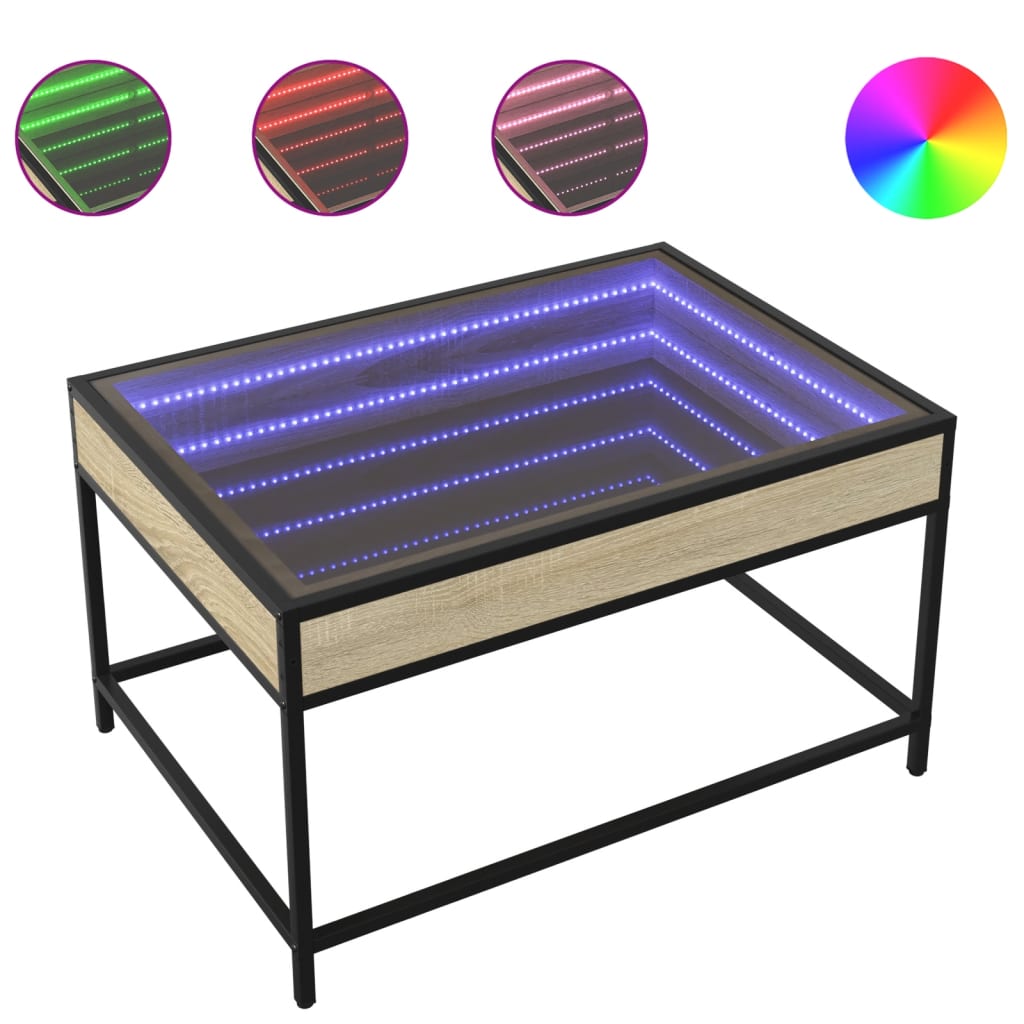 Tavolino da Salotto con LED Infinity Rovere Sonoma 70x50x41 cm | homemem39