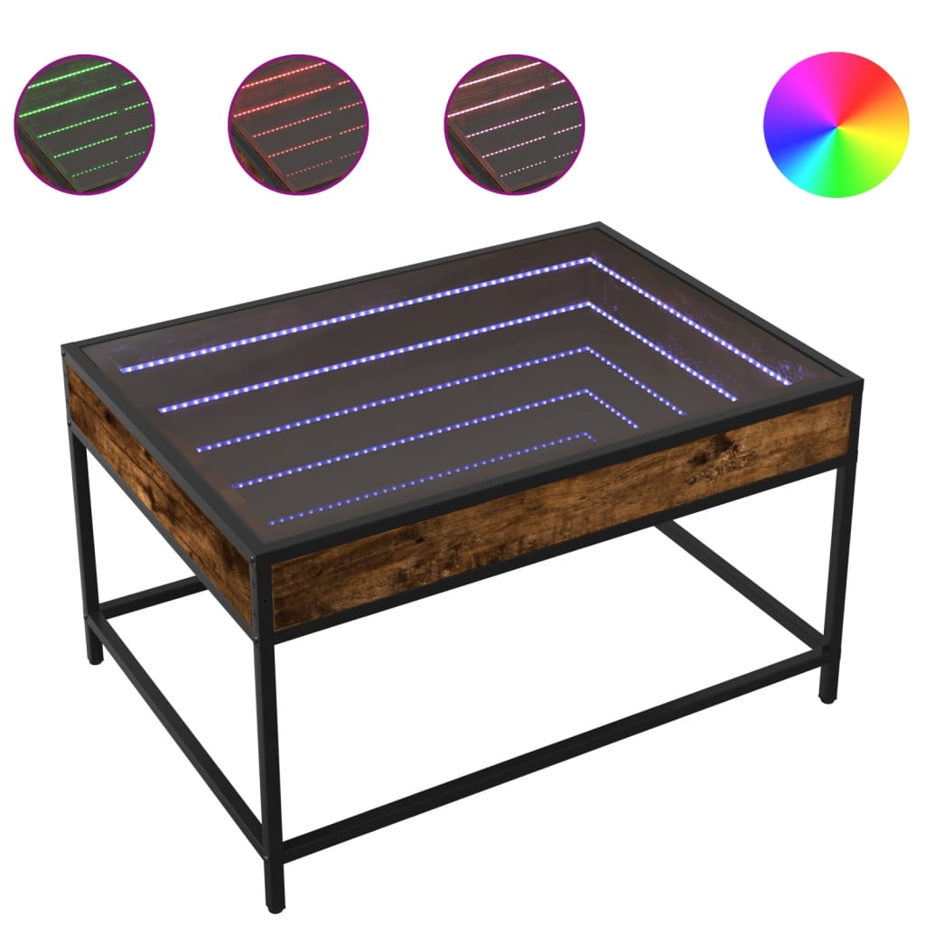 Tavolino da Salotto con LED Infinity Rovere Fumo 70x50x41 cm | homemem39