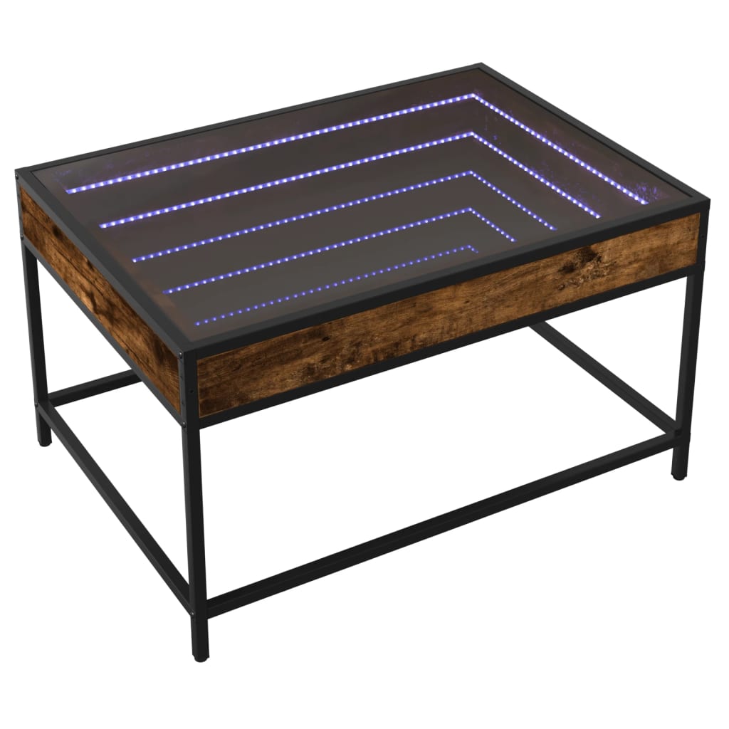 Tavolino da Salotto con LED Infinity Rovere Fumo 70x50x41 cm | homemem39