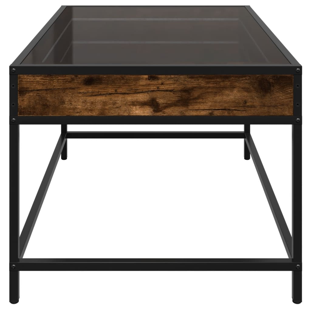 Tavolino da Salotto con LED Infinity Rovere Fumo 70x50x41 cm | homemem39
