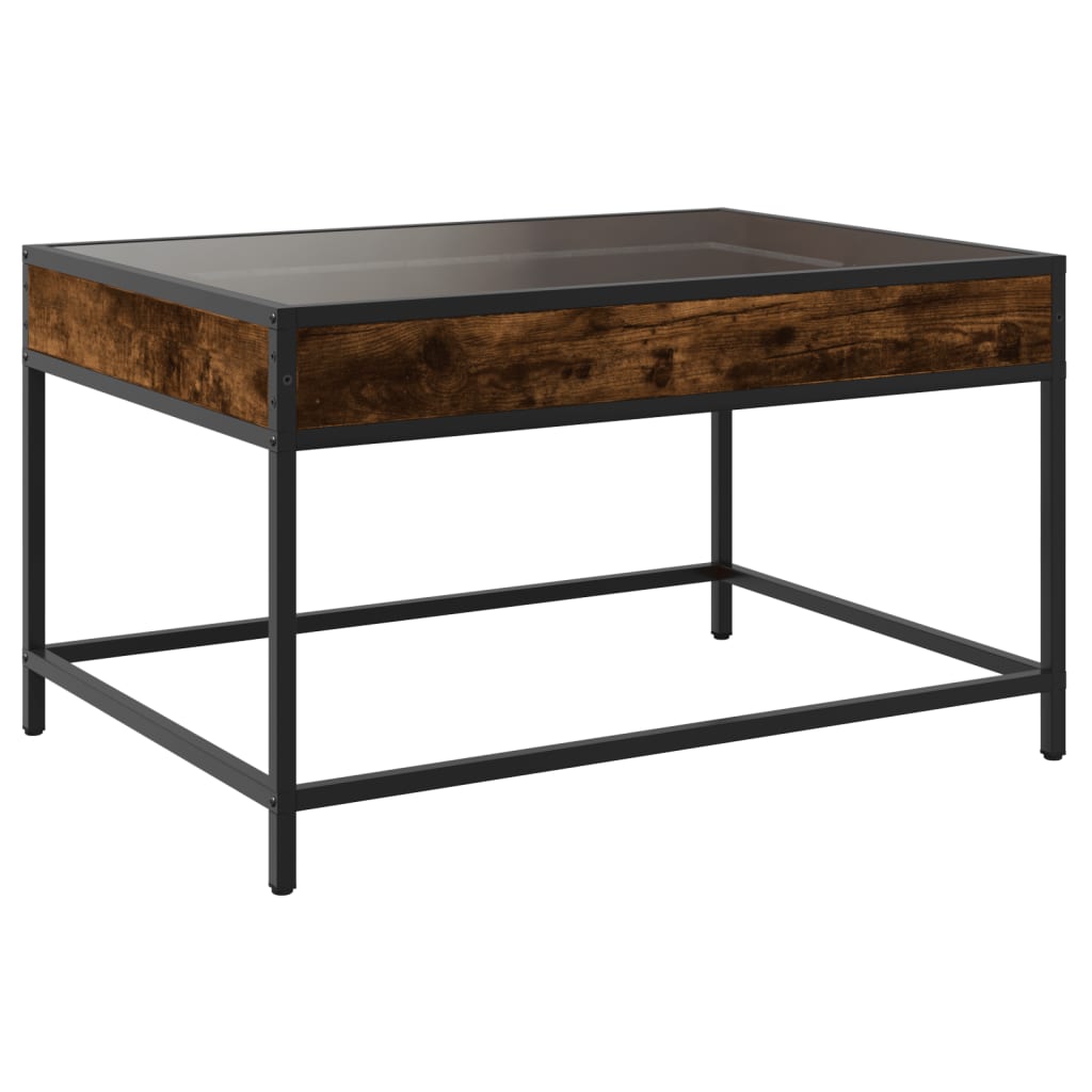 Tavolino da Salotto con LED Infinity Rovere Fumo 70x50x41 cm | homemem39