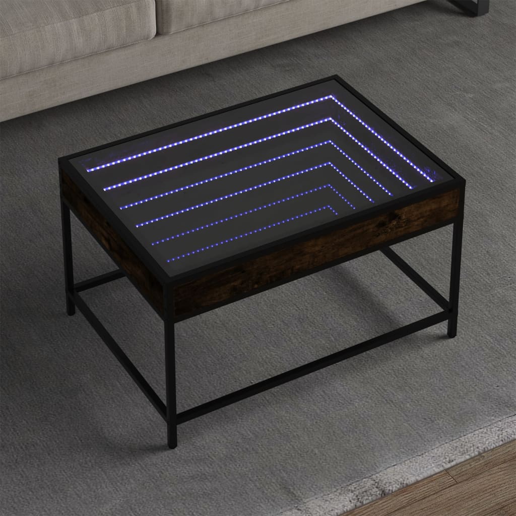 Tavolino da Salotto con LED Infinity Rovere Fumo 70x50x41 cm | homemem39