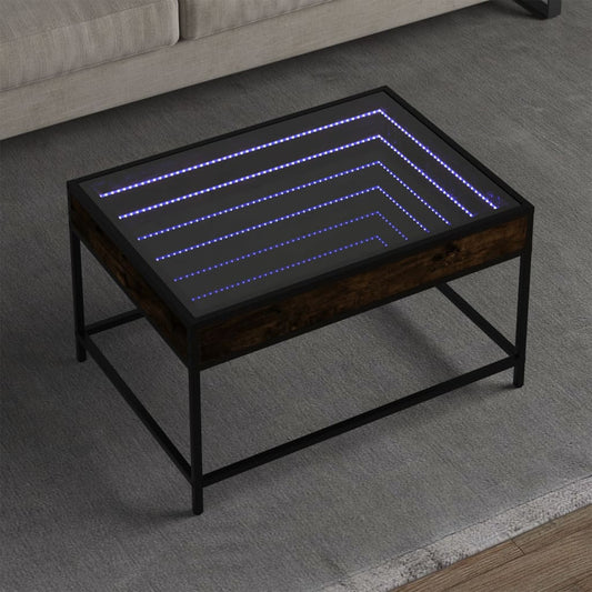 Tavolino da Salotto con LED Infinity Rovere Fumo 70x50x41 cm | homemem39