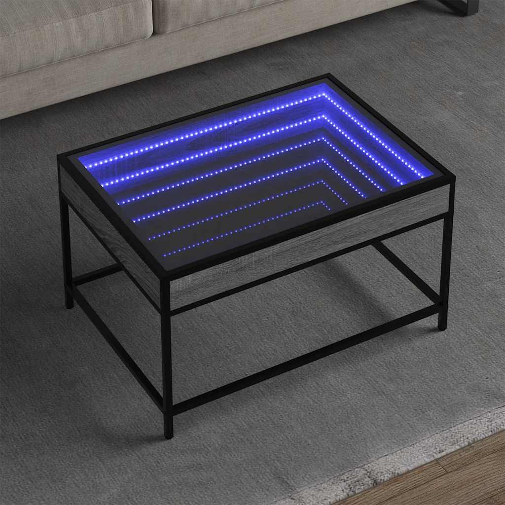 Tavolino da Salotto con LED Infinity Grigio Sonoma 70x50x41 cm | homemem39