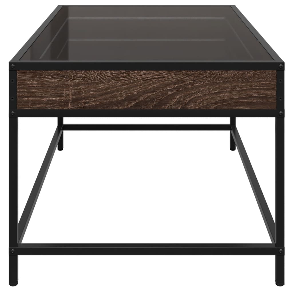 Tavolino da Salotto con LED Infinity Rovere Marrone 70x50x41 cm | homemem39