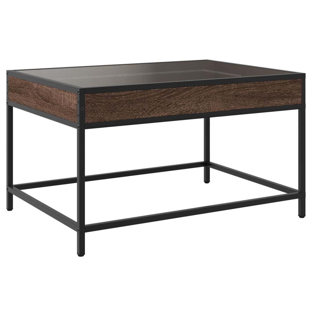 Tavolino da Salotto con LED Infinity Rovere Marrone 70x50x41 cm | homemem39