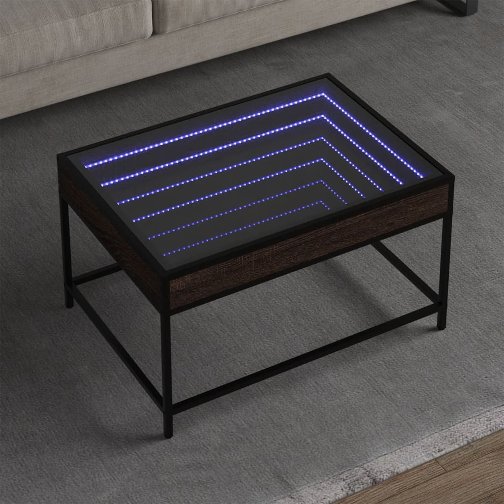 Tavolino da Salotto con LED Infinity Rovere Marrone 70x50x41 cm | homemem39