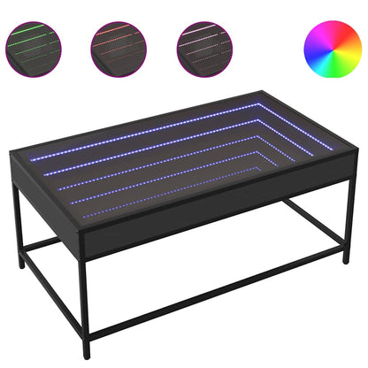 Tavolino da Salotto con LED Infinity Nero 90x50x41 cm | homemem39