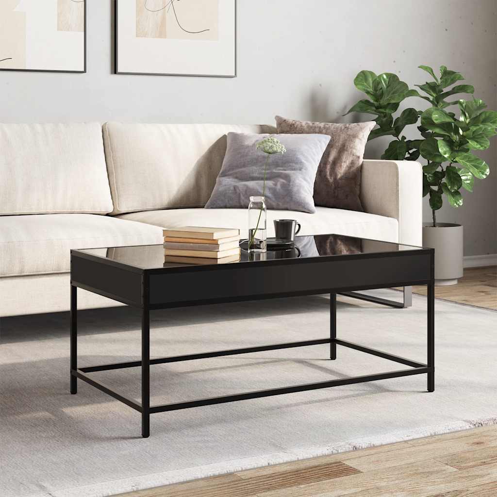 Tavolino da Salotto con LED Infinity Nero 90x50x41 cm