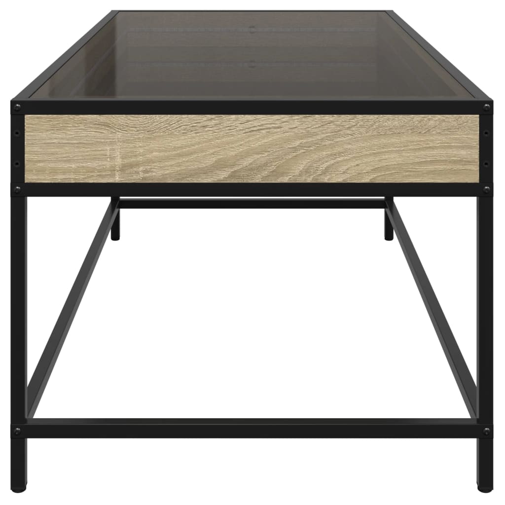 Tavolino da Salotto con LED Infinity Rovere Sonoma 90x50x41 cm