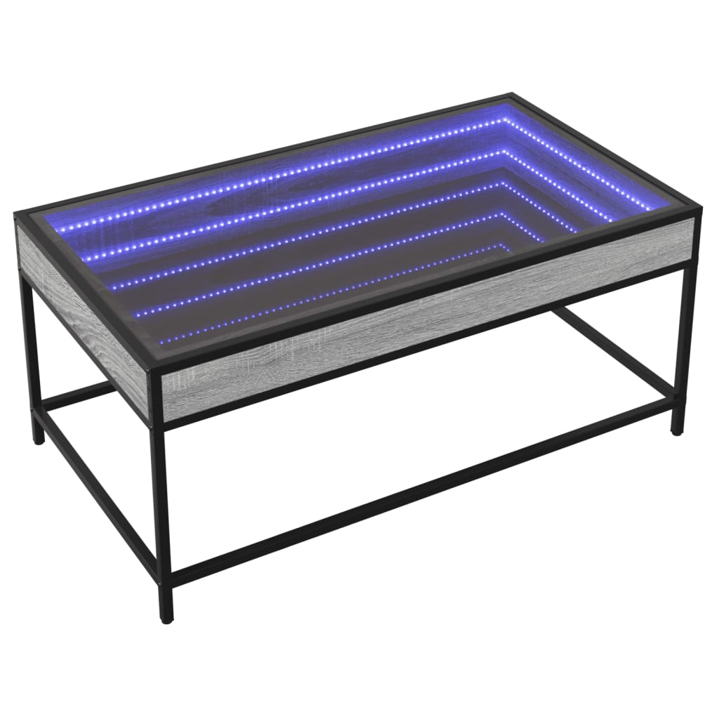 Tavolino da Salotto con LED Infinity Grigio Sonoma 90x50x41 cm | homemem39