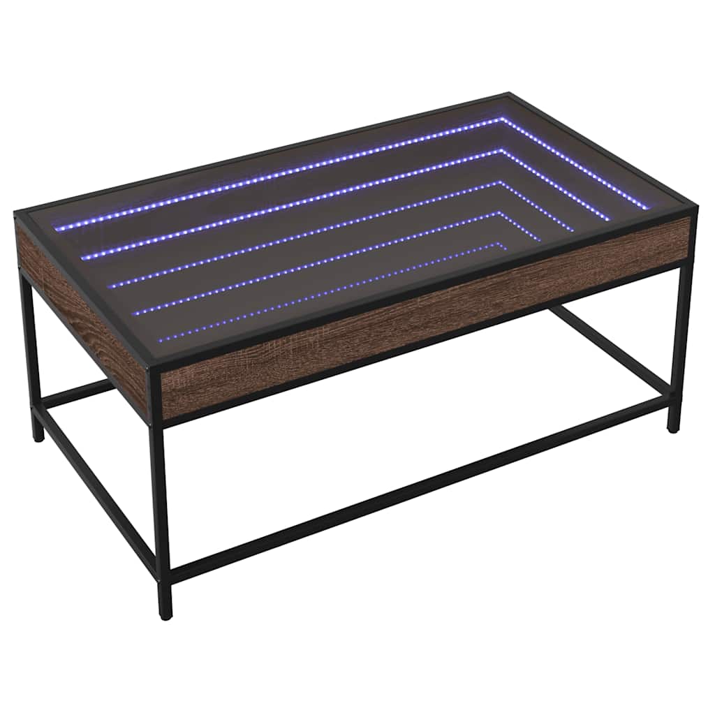 Tavolino da Salotto con LED Infinity Rovere Marrone 90x50x41 cm | homemem39