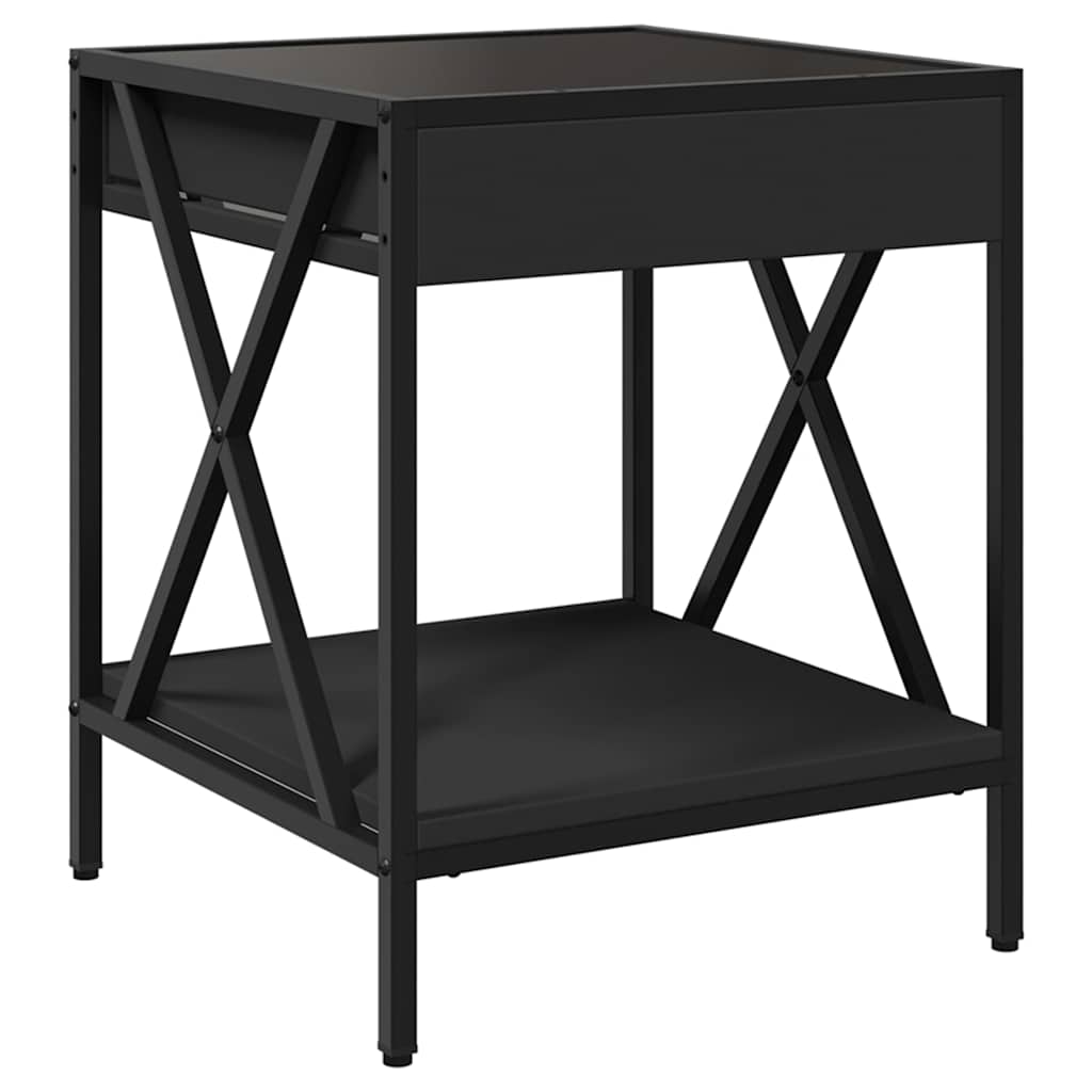 Tavolino da Salotto con LED Infinity Nero 40x40x49 cm