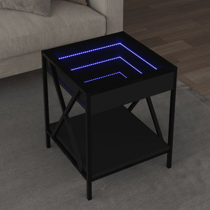 Tavolino da Salotto con LED Infinity Nero 40x40x49 cm