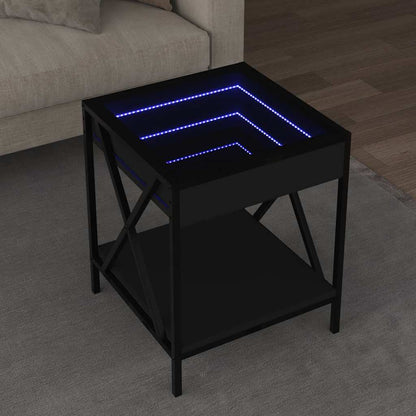Tavolino da Salotto con LED Infinity Nero 40x40x49 cm