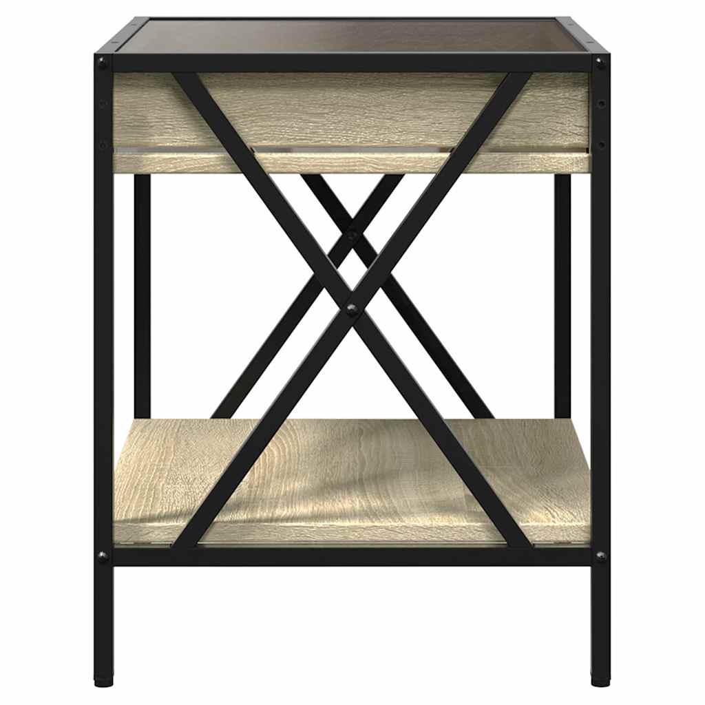 Tavolino da Salotto con LED Infinity Rovere Sonoma 40x40x49 cm