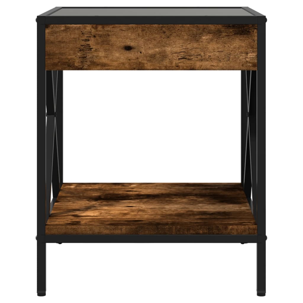 Tavolino da Salotto con LED Infinity Rovere Fumo 40x40x49 cm