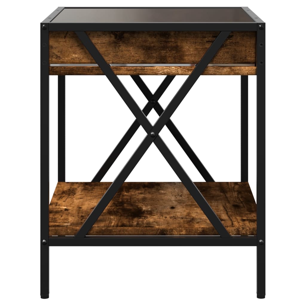 Tavolino da Salotto con LED Infinity Rovere Fumo 40x40x49 cm