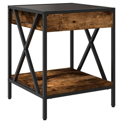 Tavolino da Salotto con LED Infinity Rovere Fumo 40x40x49 cm