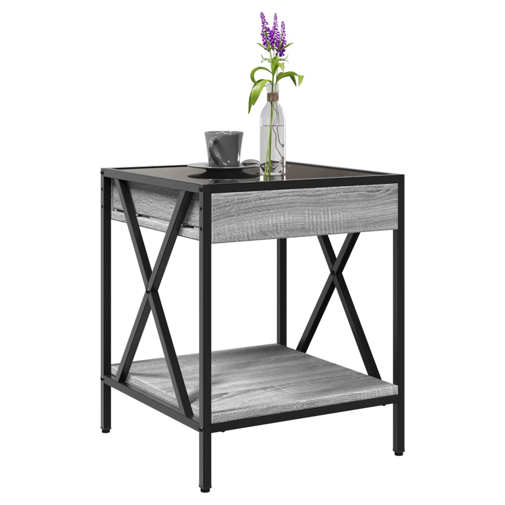 Tavolino da Salotto con LED Infinity Grigio Sonoma 40x40x49 cm | homemem39