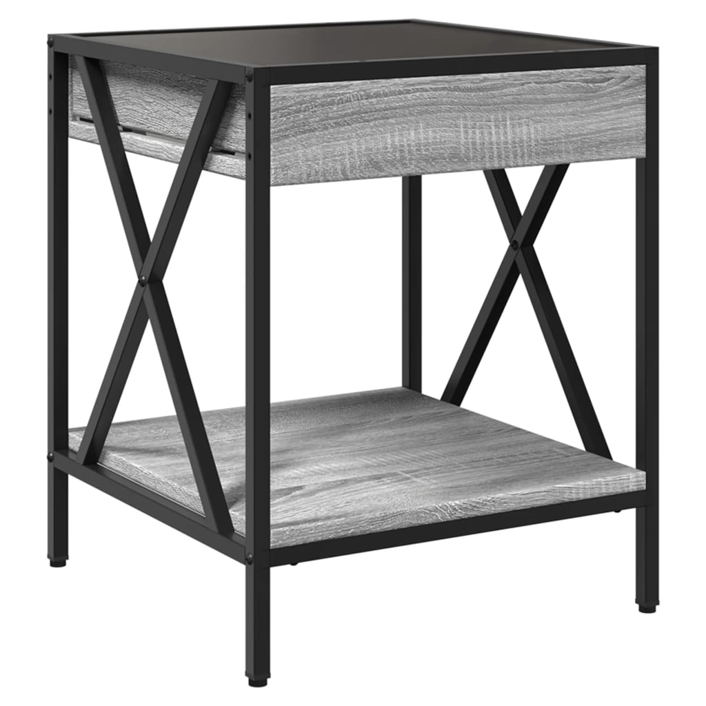 Tavolino da Salotto con LED Infinity Grigio Sonoma 40x40x49 cm | homemem39