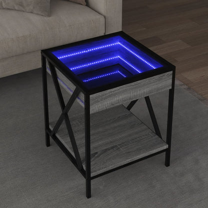 Tavolino da Salotto con LED Infinity Grigio Sonoma 40x40x49 cm | homemem39
