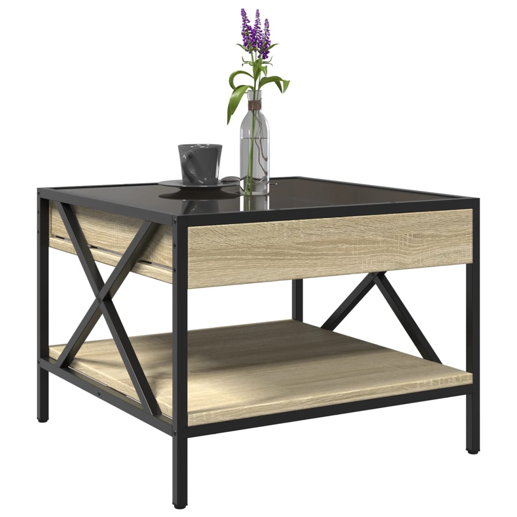 Tavolino da Salotto con LED Infinity Rovere Sonoma 50x50x38 cm | homemem39