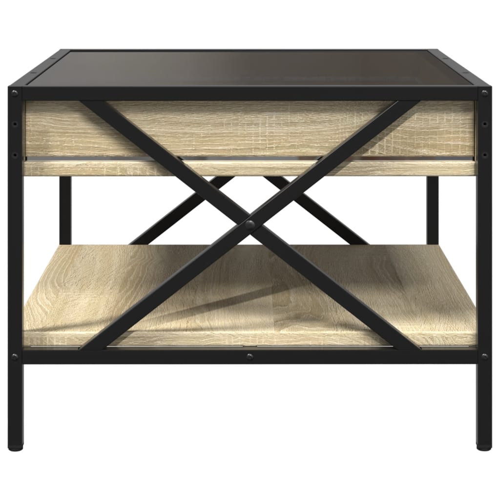 Tavolino da Salotto con LED Infinity Rovere Sonoma 50x50x38 cm