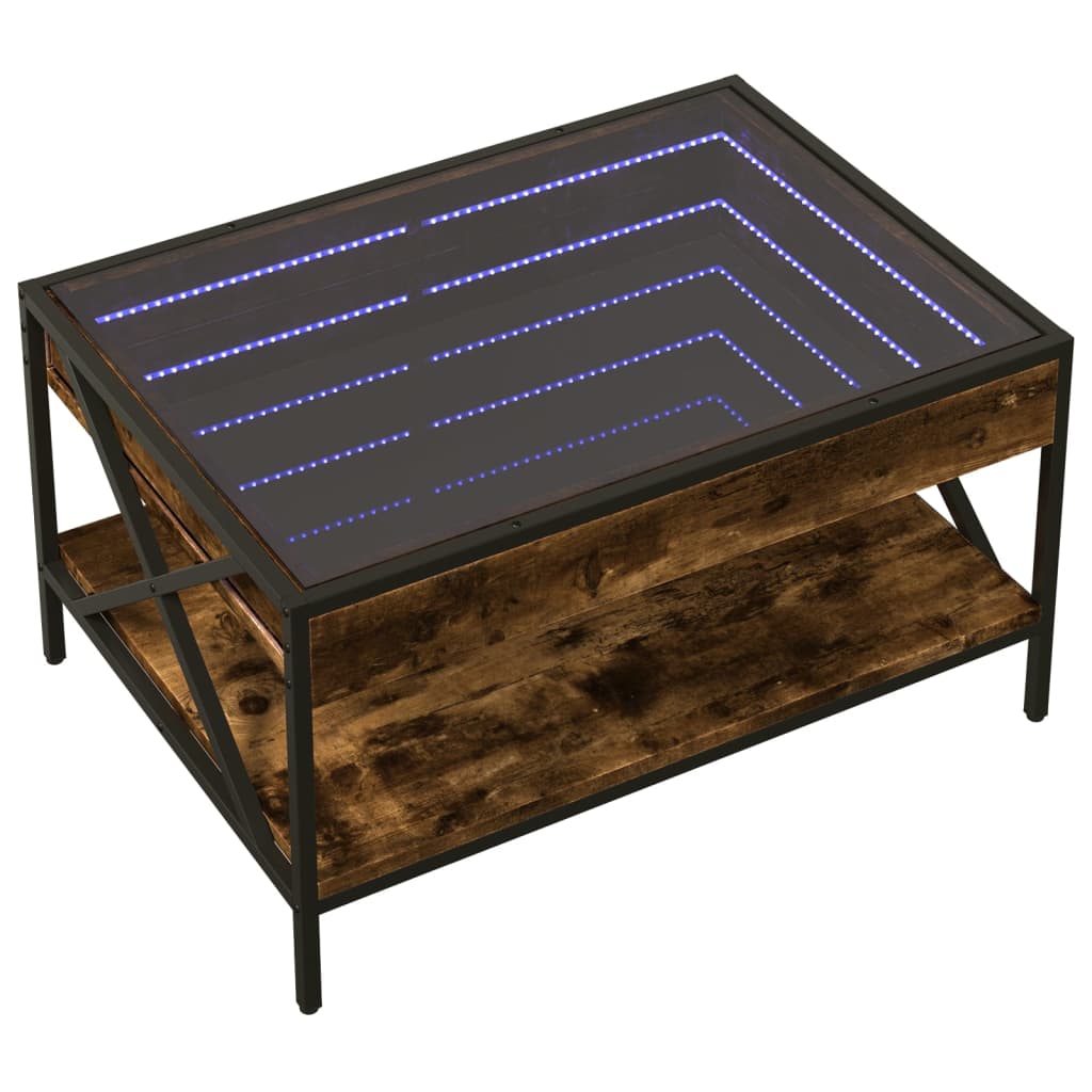 Tavolino da Salotto con LED Infinity Rovere Fumo 70x50x38 cm | homemem39