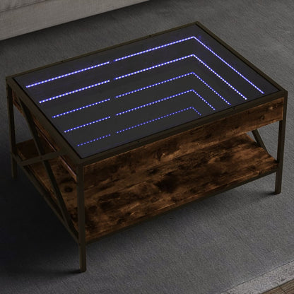 Tavolino da Salotto con LED Infinity Rovere Fumo 70x50x38 cm | homemem39