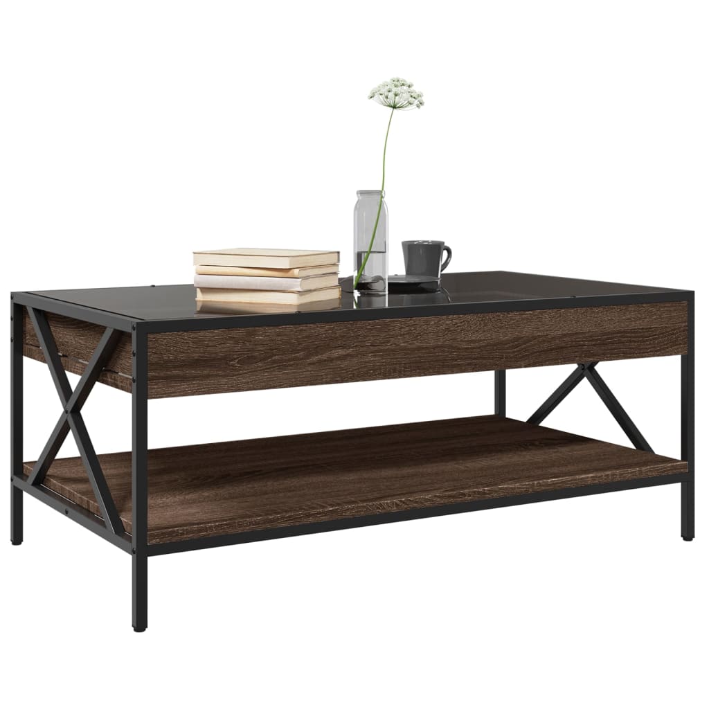 Tavolino da Salotto con LED Infinity Rovere Marrone 90x50x38 cm | homemem39
