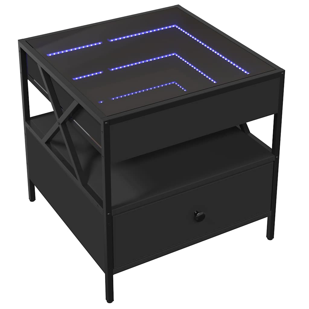 Tavolino da Salotto con LED Infinity Nero 50x50x51 cm | homemem39
