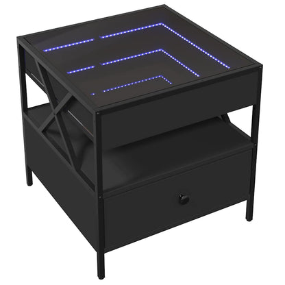 Tavolino da Salotto con LED Infinity Nero 50x50x51 cm | homemem39