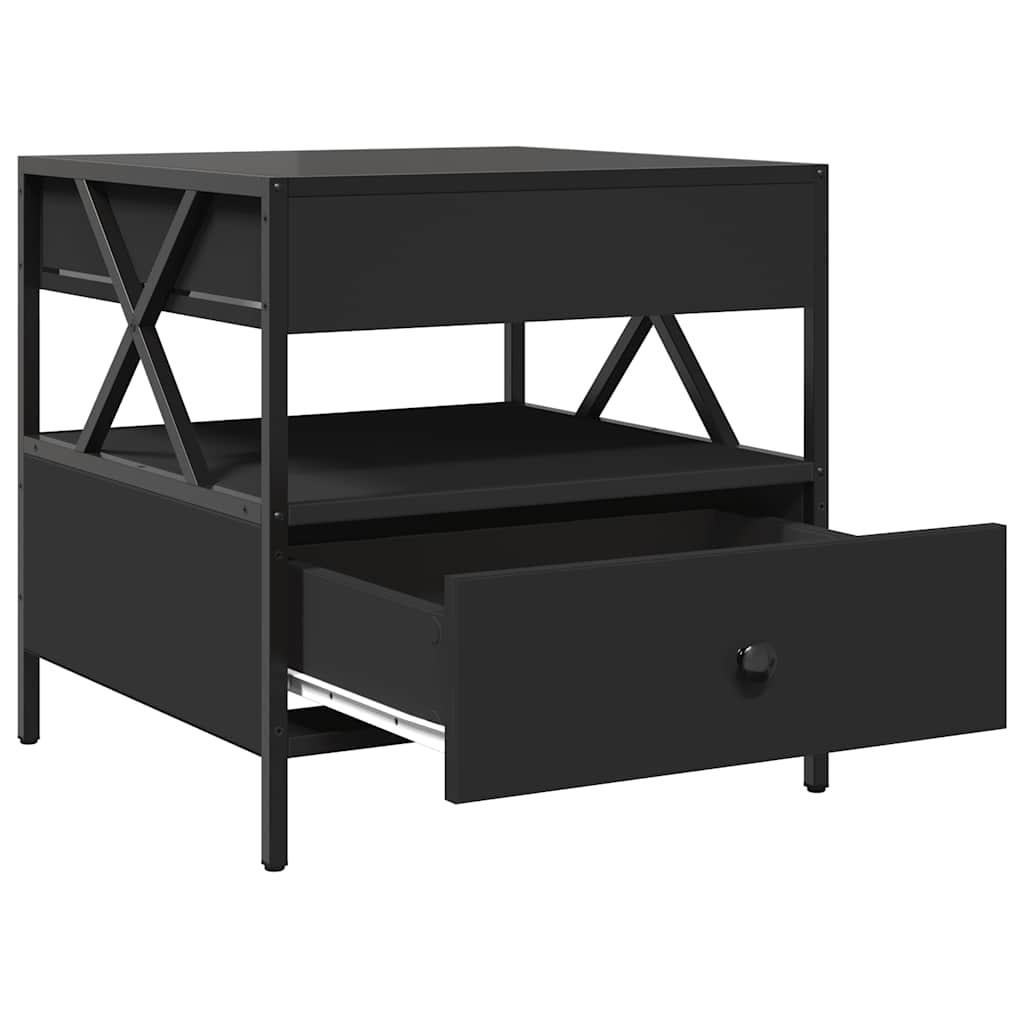 Tavolino da Salotto con LED Infinity Nero 50x50x51 cm