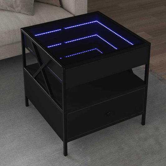 Tavolino da Salotto con LED Infinity Nero 50x50x51 cm | homemem39